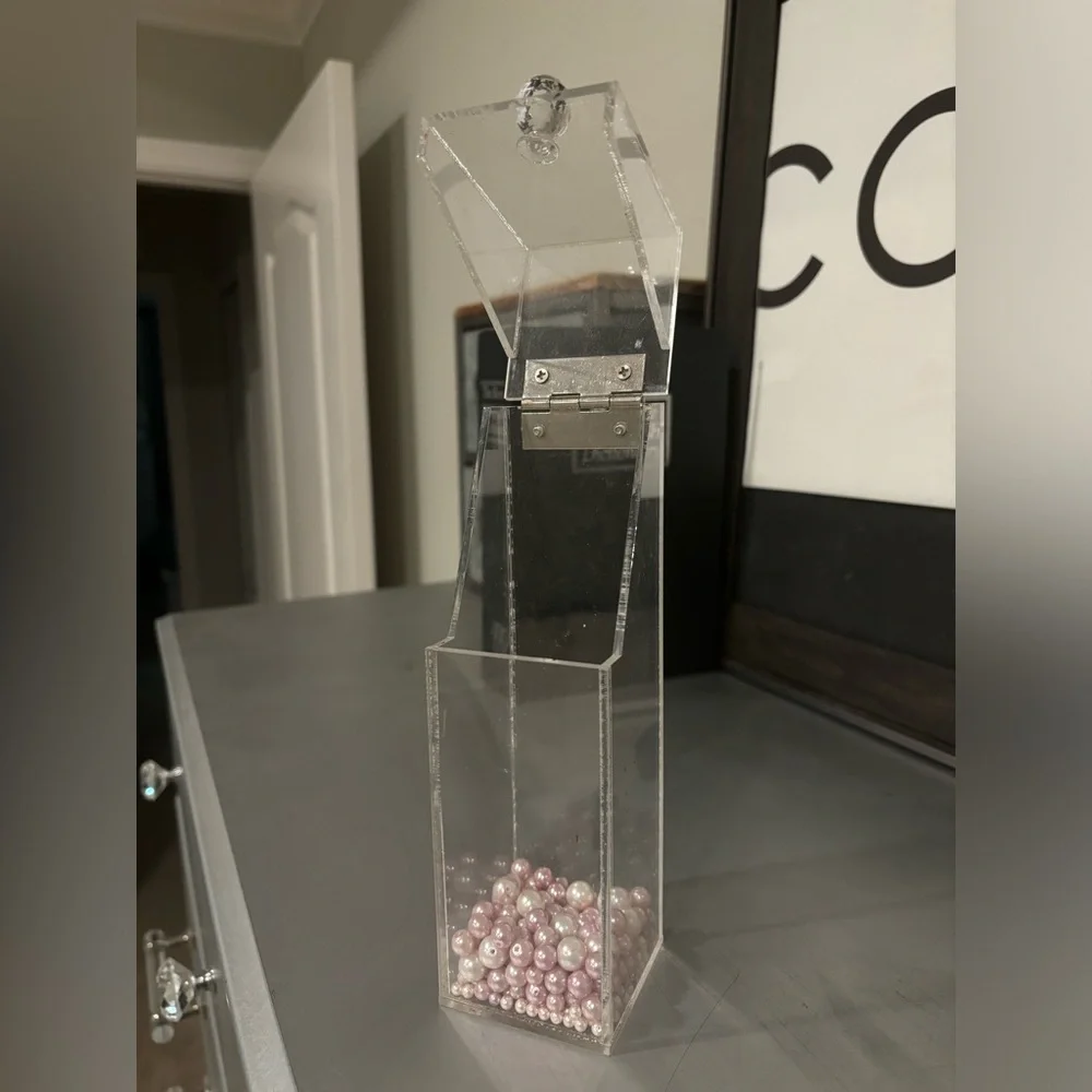 ACRYLIC FLIP TOP BOX MAKE UP BRUSH HOLDER